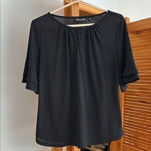 7th Avenue Black and White Polka Dot Blouse